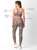 Grey And Rose Gold Metallic Snakeskin Sports Bra BODD ACTIVE