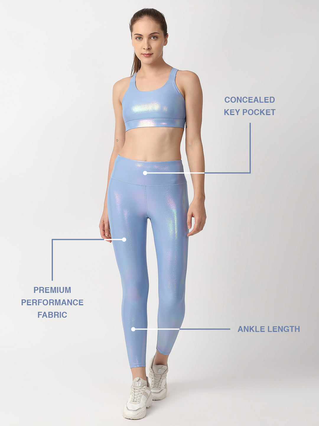 Beachy Blue Holo High Rise Leggings BODD ACTIVE