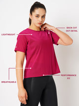 Viva Magenta Mesh tee BODD ACTIVE