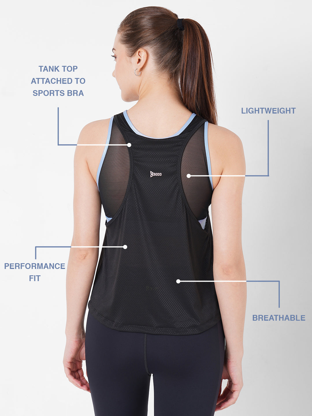 Black And Blue Holo Sports Bra + Tank BODD ACTIVE