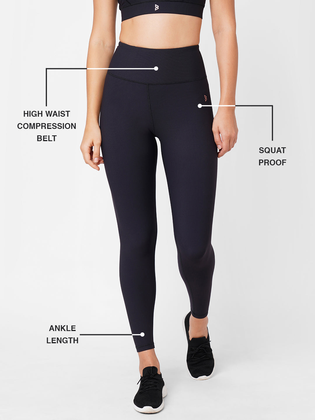 Black Basic Ribbed High Waist Leggings BODD ACTIVE