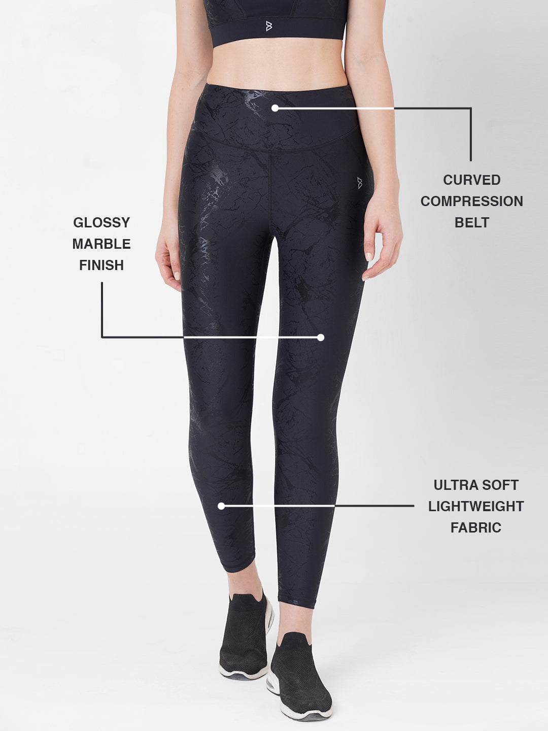 Black All Marble Leggings BODD ACTIVE