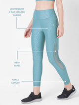 Teal Embossed Mesh High Waist Leggings BODD ACTIVE