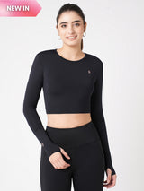 Black Tie-Up Cropped Top BODD ACTIVE