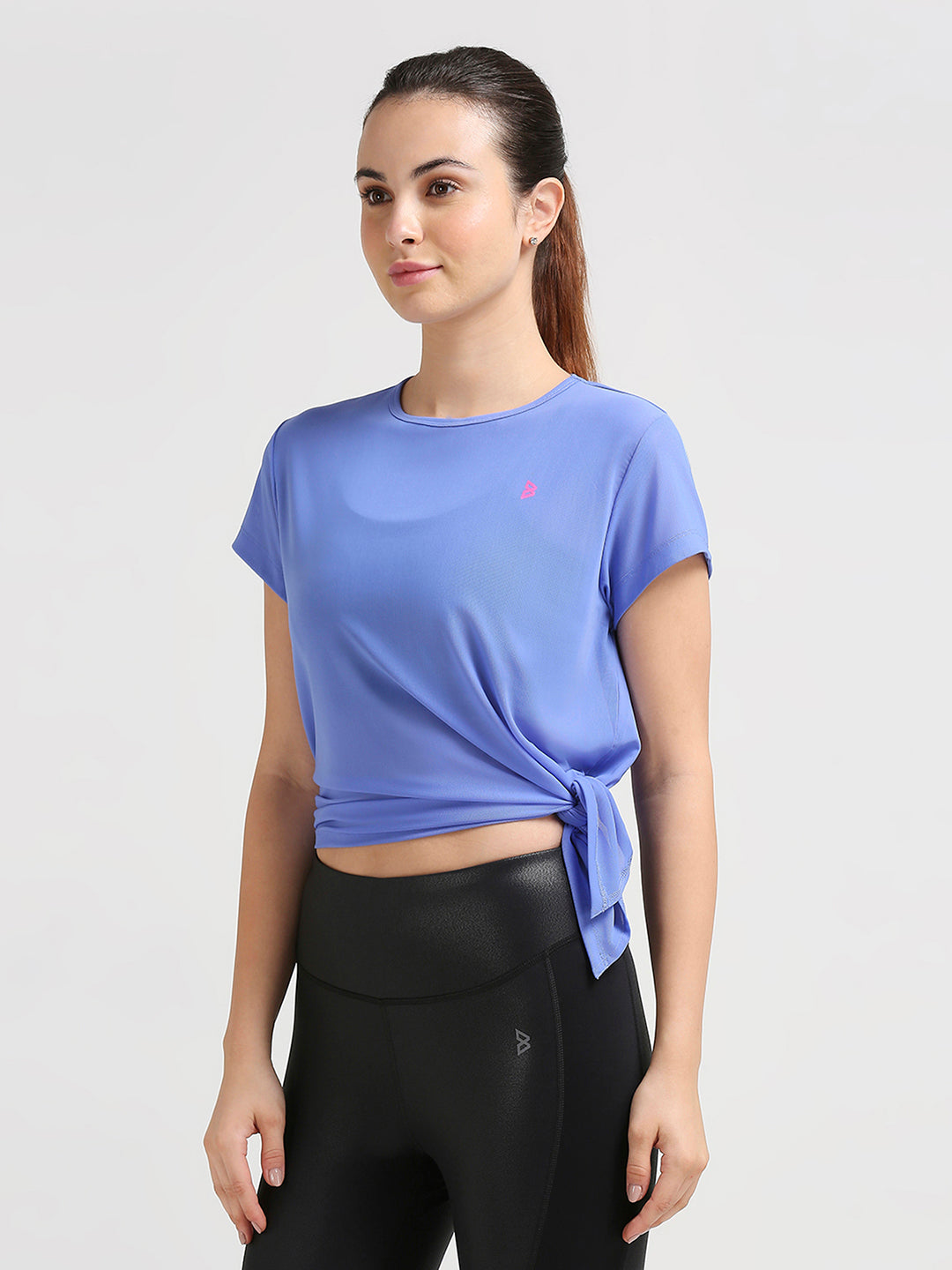 Vista Blue Tie Up Mesh Tee