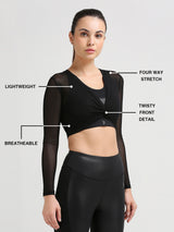 Black Long Sleeve Mesh Cover Up