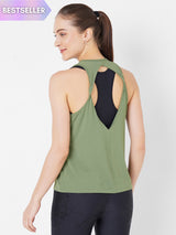 Green Olive Twisty Back Tank BODD ACTIVE