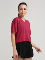 Viva Magenta Boxy Mesh Tee