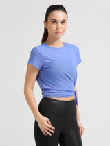 Vista Blue Tie Up Mesh Tee