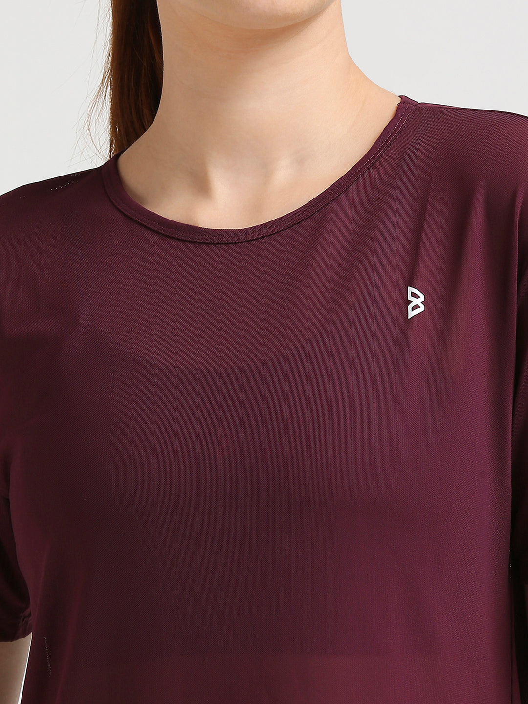 Wine Open Back Mesh Tee