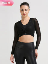 Black Long Sleeve Mesh Cover Up