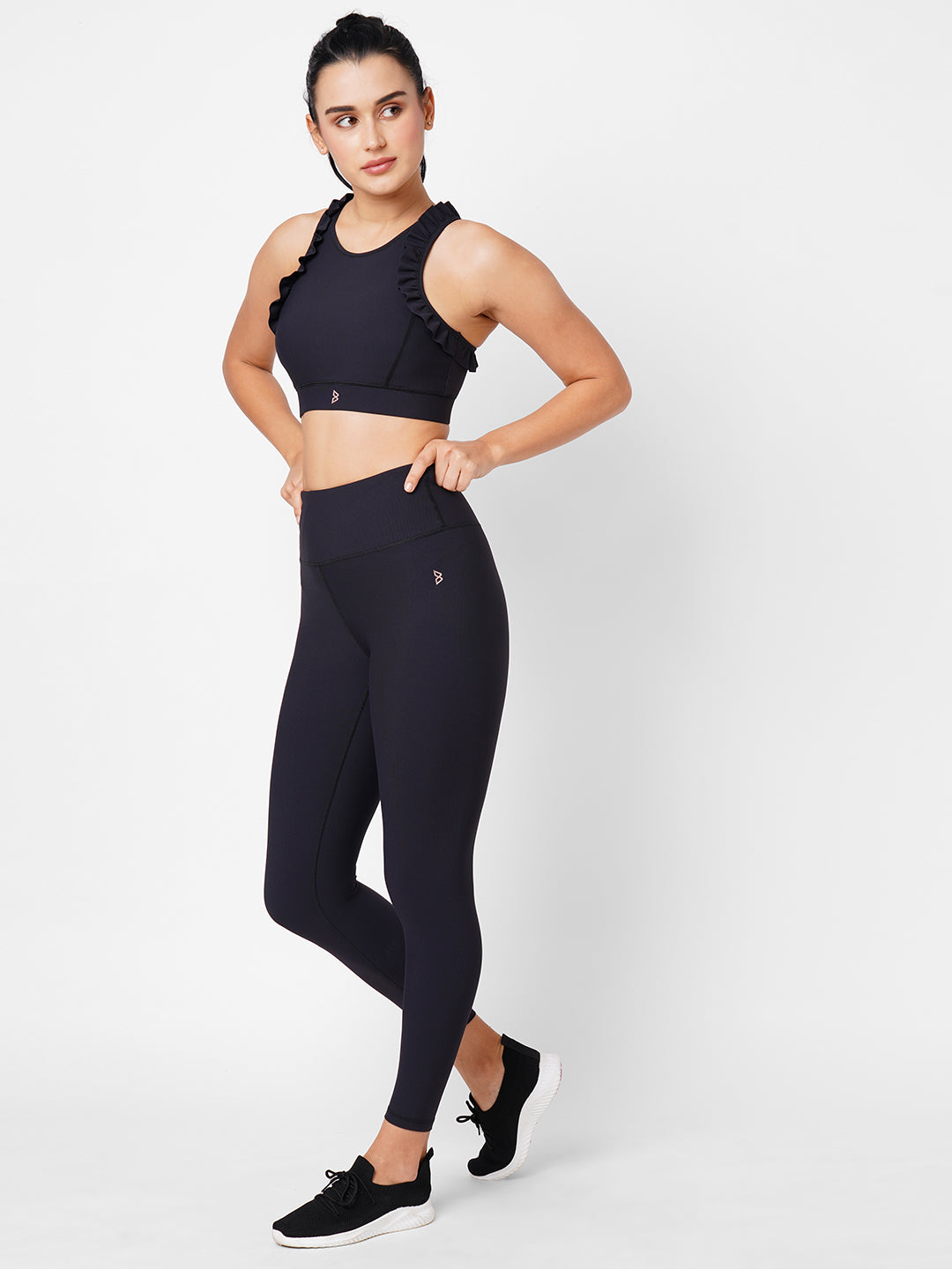 Black Basic Ribbed High Waist Leggings BODD ACTIVE