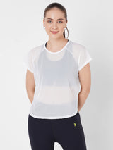 White All Mesh Sheer Tee BODD ACTIVE