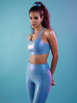 Beachy Blue Holo Sports Bra BODD ACTIVE