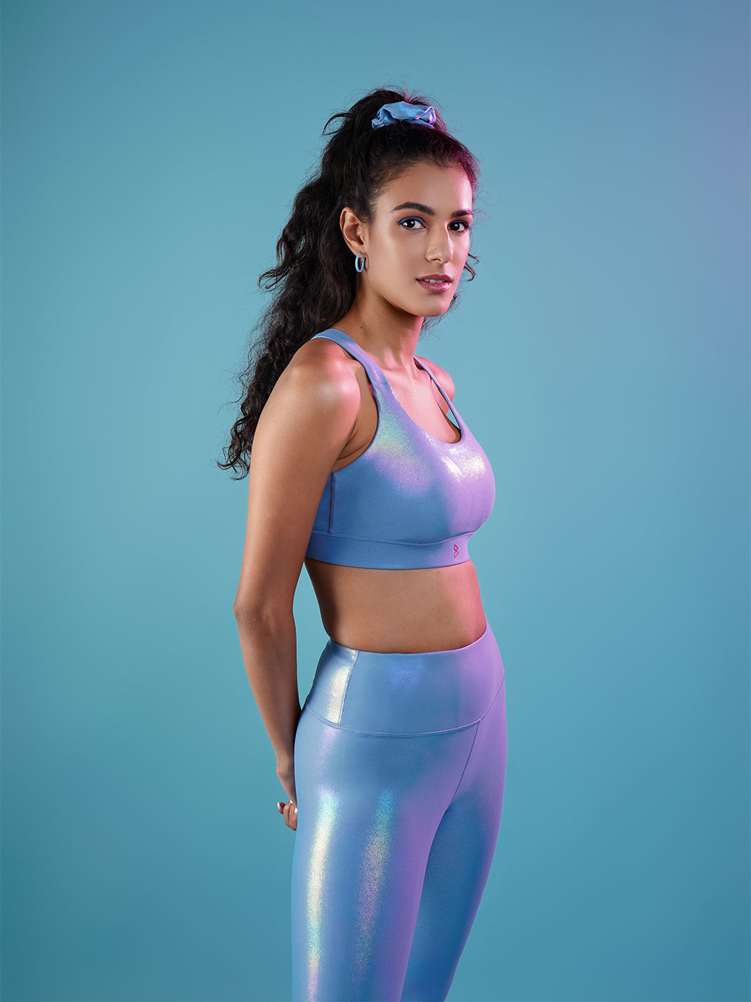 Beachy Blue Holo Sports Bra BODD ACTIVE