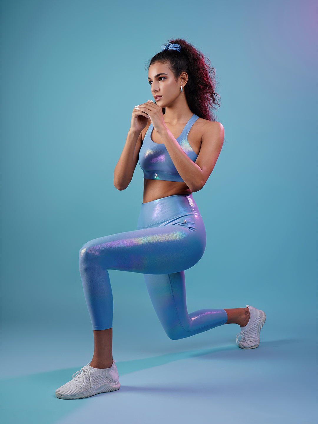 Beachy Blue Holo Sports Bra BODD ACTIVE