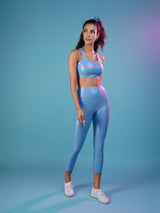 Beachy Blue Holo Sports Bra BODD ACTIVE