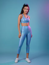 Beachy Blue Holo High Rise Leggings BODD ACTIVE