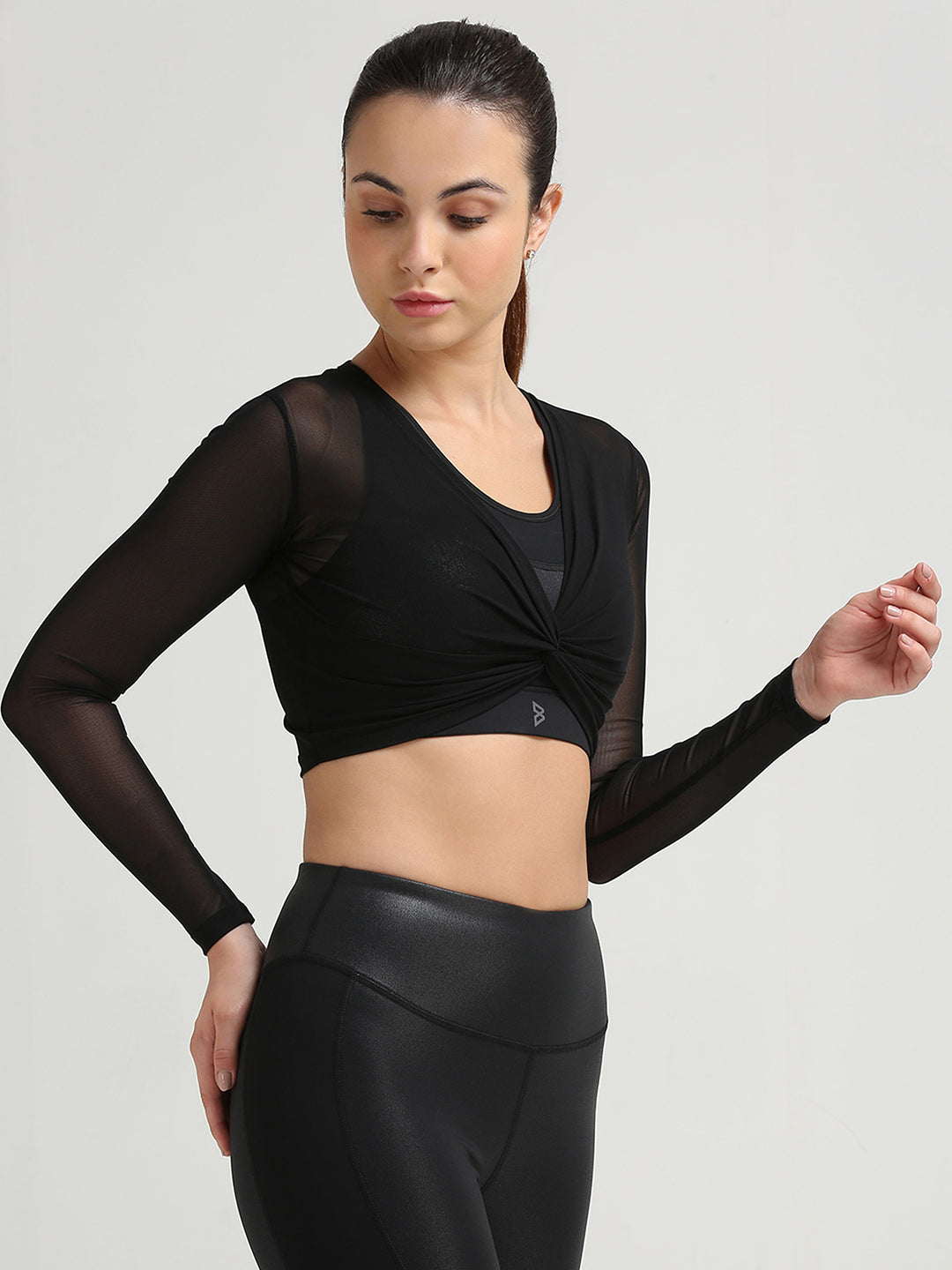 Black Long Sleeve Mesh Cover Up