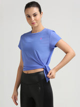 Vista Blue Tie Up Mesh Tee