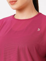 Viva Magenta Tie Up Mesh Tee BODD ACTIVE