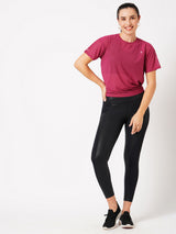 Viva Magenta Tie Up Mesh Tee BODD ACTIVE