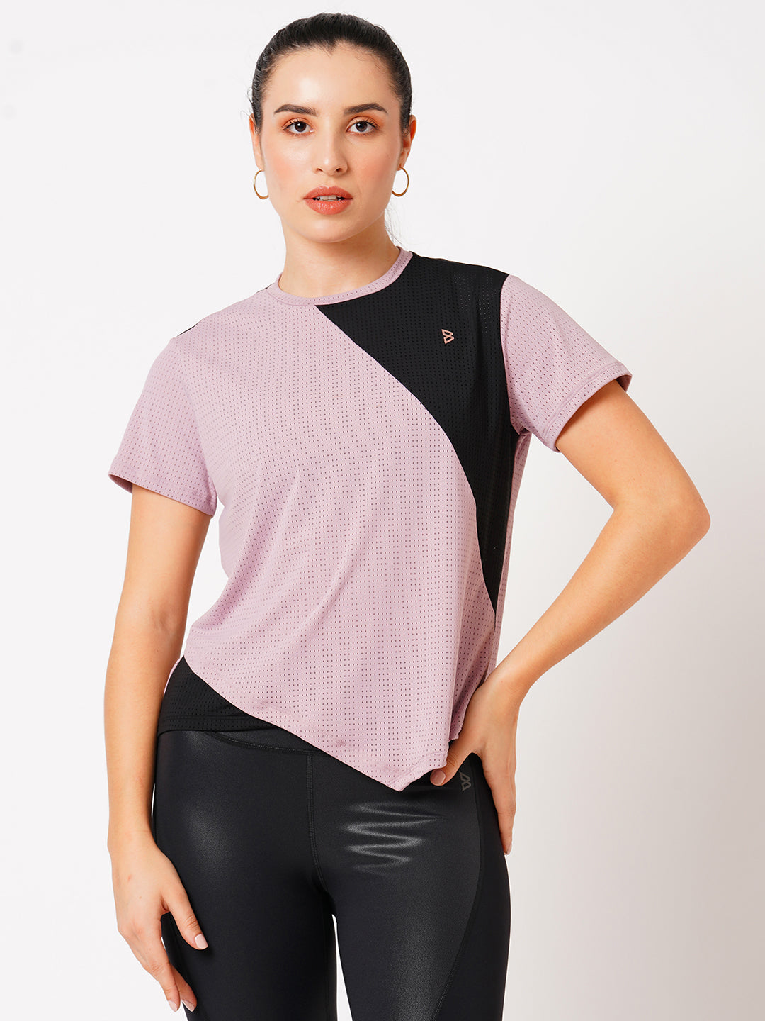 Lavender Colourblock Mesh Tee BODD ACTIVE