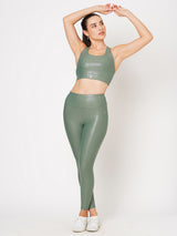 Jade Green Glossy Sports Bra BODD ACTIVE