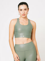 Jade Green Glossy Sports Bra BODD ACTIVE