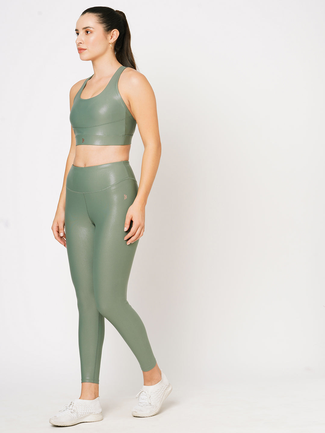 Jade Green Glossy Sports Bra BODD ACTIVE