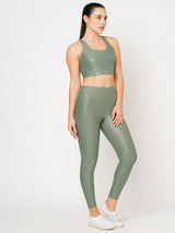 Jade Green Glossy Sports Bra BODD ACTIVE