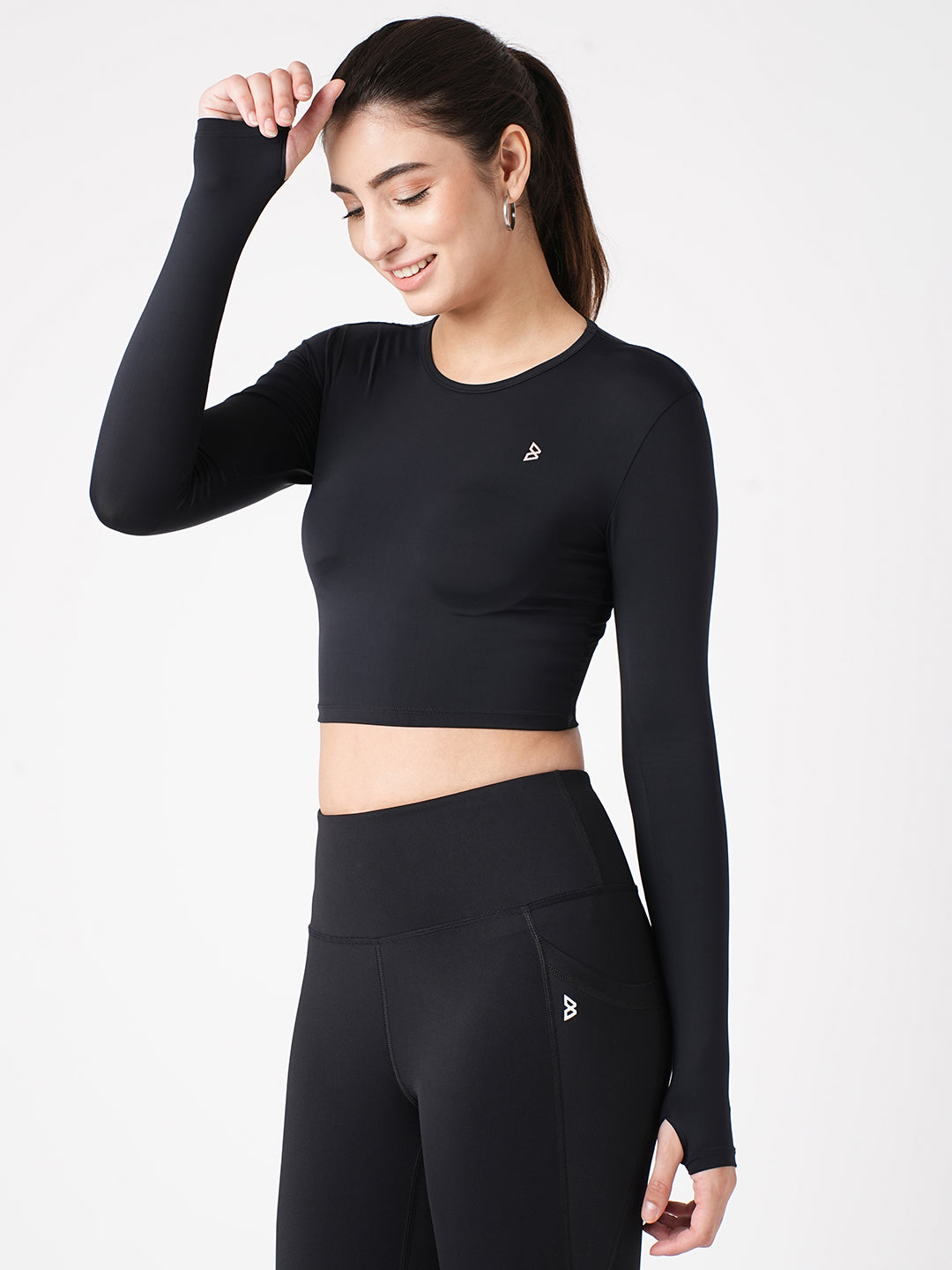 Black Tie-Up Cropped Top BODD ACTIVE