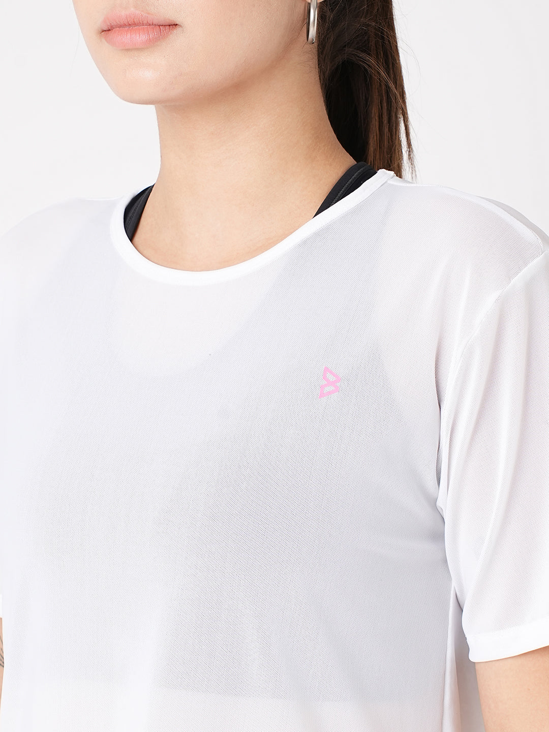 White Open Back Mesh Tee BODD ACTIVE