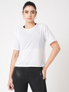 White Open Back Mesh Tee BODD ACTIVE