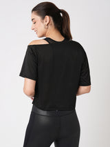 Carbon Black Off-Shoulder Tee BODD ACTIVE