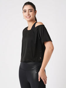 Carbon Black Off-Shoulder Tee BODD ACTIVE