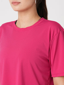 Hot Pink Boxy Mesh Tee BODD ACTIVE