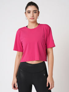 Hot Pink Boxy Mesh Tee BODD ACTIVE