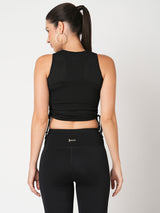 Black Mesh Rouched Top BODD ACTIVE