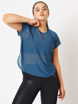 Crystal Teal All Mesh Sheer Tee BODD ACTIVE