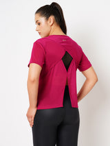 Viva Magenta Mesh tee BODD ACTIVE