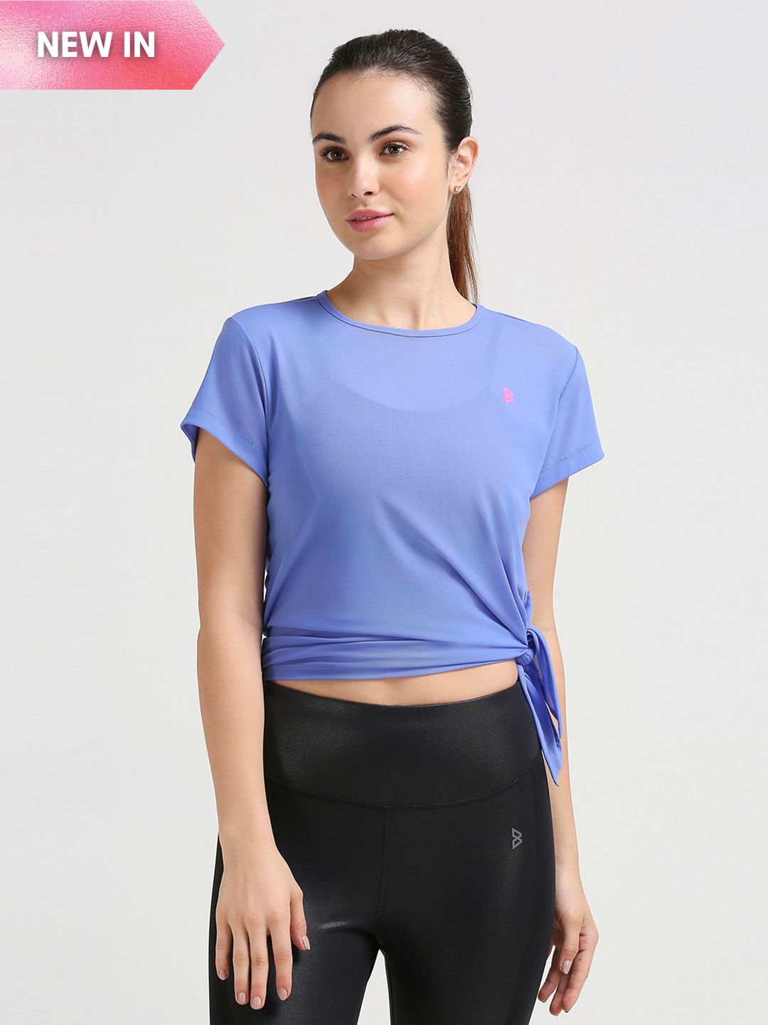 Vista Blue Tie Up Mesh Tee