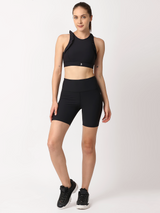 Black Ribbed High Waist Biker Shorts boddactive.com