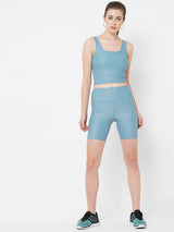 Teal Embossed Crop Top boddactive.com