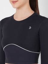 Black And Mint Endurance Full Sleeve Crop Top boddactive.com