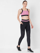 Punch Pink Snakeskin High Rise Leggings boddactive.com