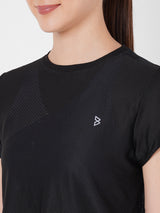 Carbon Black Mesh Tie Up Tee boddactive.com