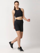 Black Ribbed Frill Sports Bra boddactive.com